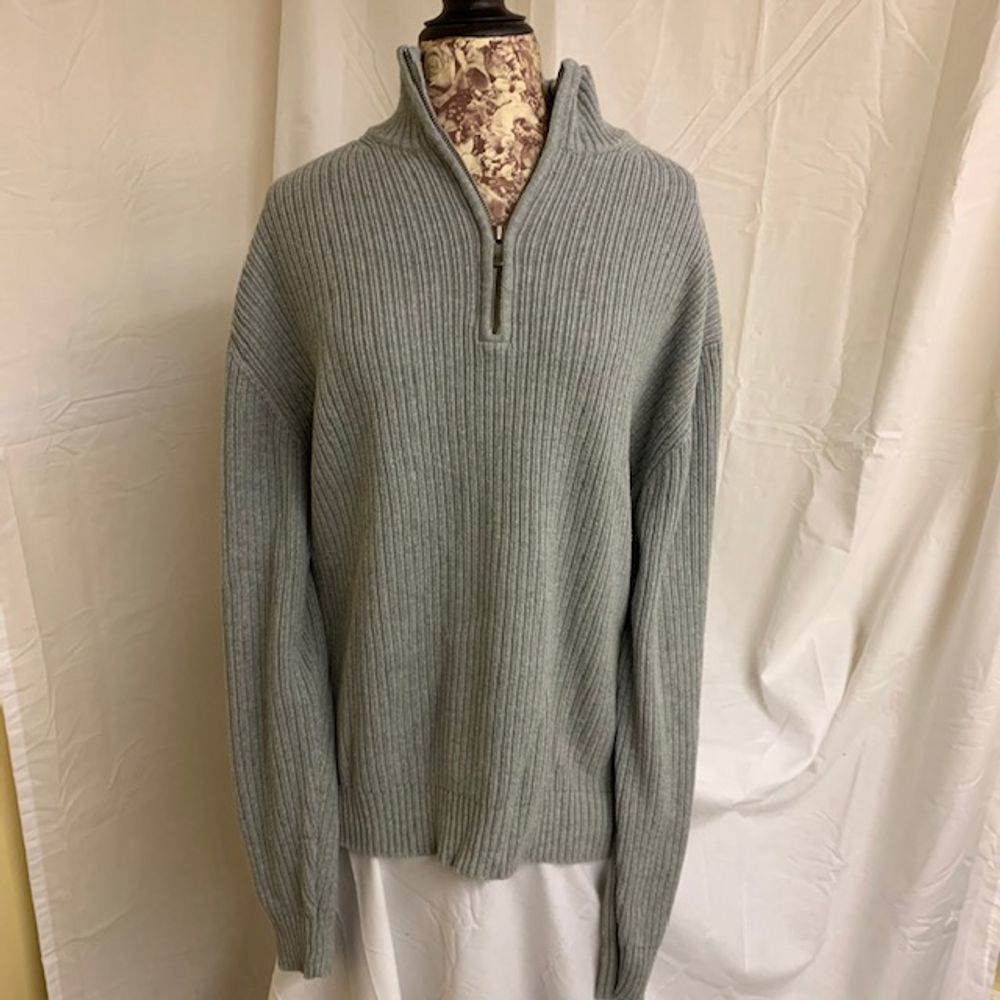 Calvin Klein Gray Sweater XL 100% Cotton 1/4 Zip